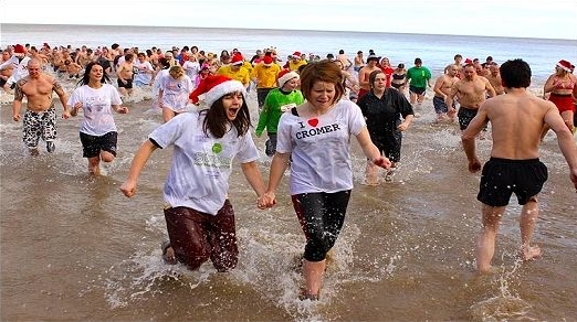 Charity fund raisers going for a Boxing Day Swim in the sea